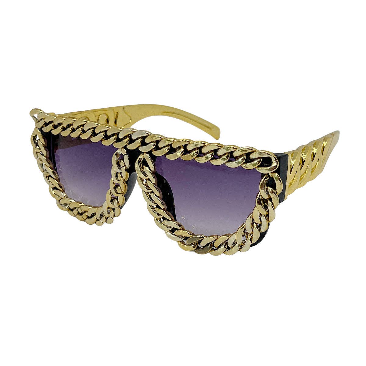 Trendy Hip-Hop Square Frame Sunglasses with Chain