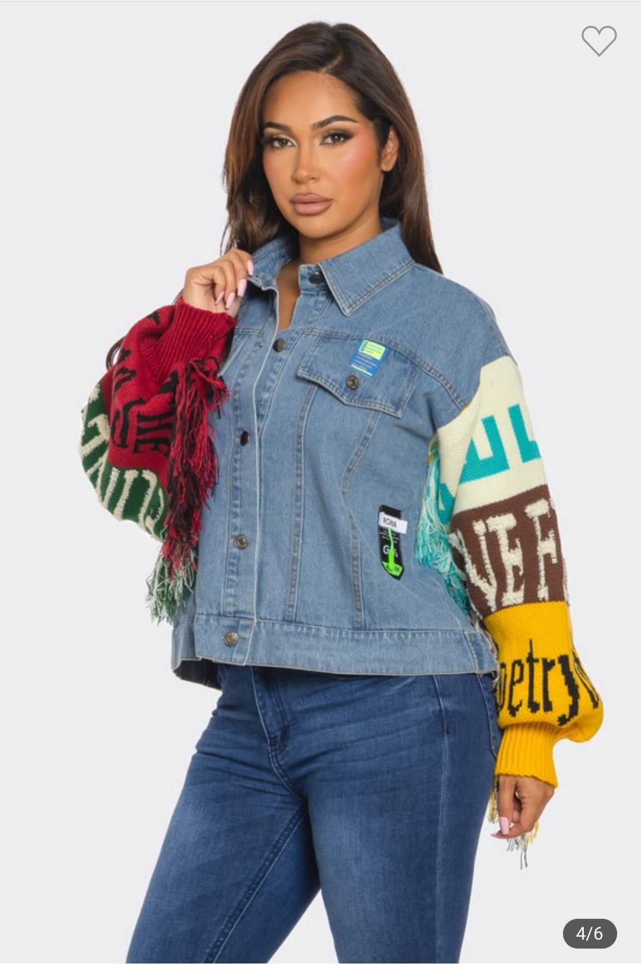 Keisha Knit Fringe Denim Jacket