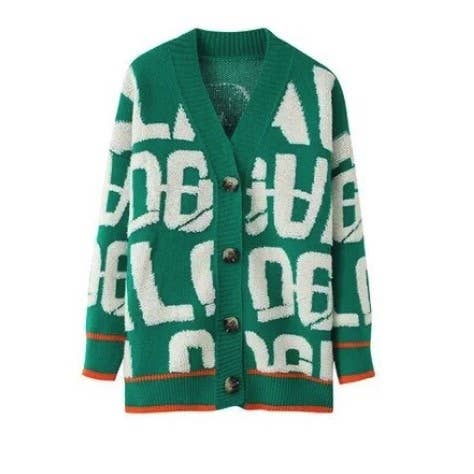 TUFTED LETTERING OVERSIZED CARDIGAN