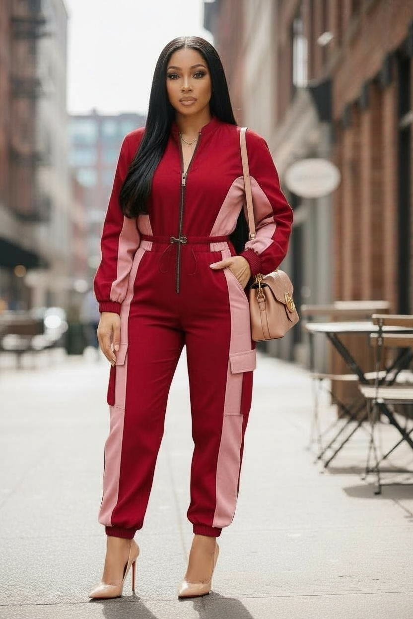 TOGGLE DRAWSTRING JUMPSUIT