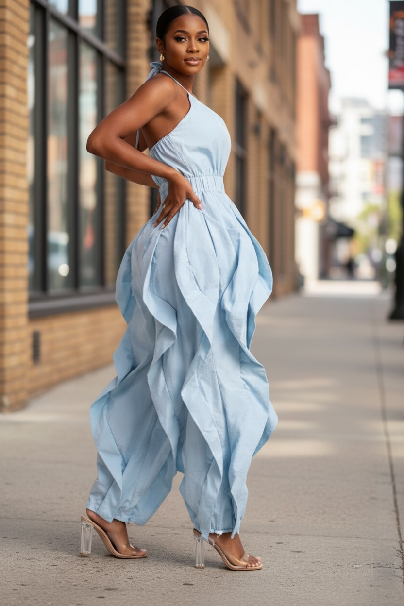 For The Drama Jumpsuit (Light Blue)