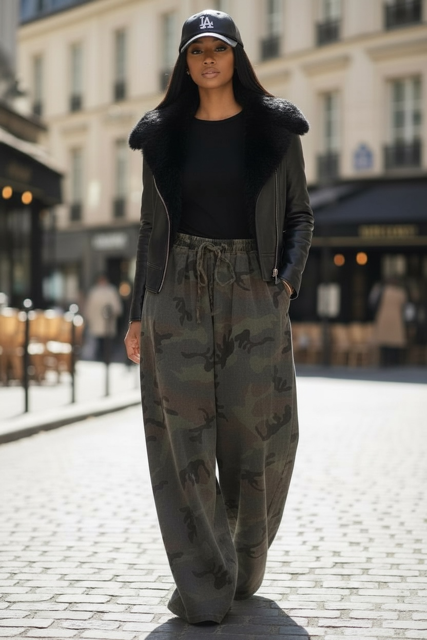 Leah Wide Leg Camo Pants