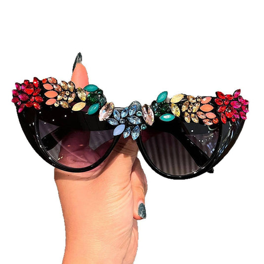 Retro Cat Eye Sunglasses with Rhinestones for Women