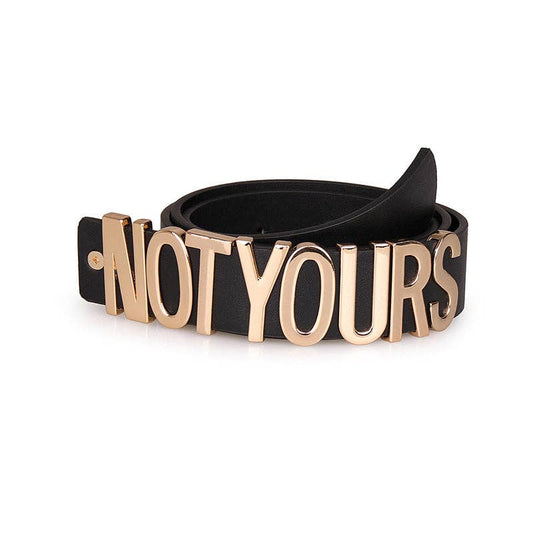 Trendy Black Letter Print Women's Belt Stylish Snap Closure Casual Accessories