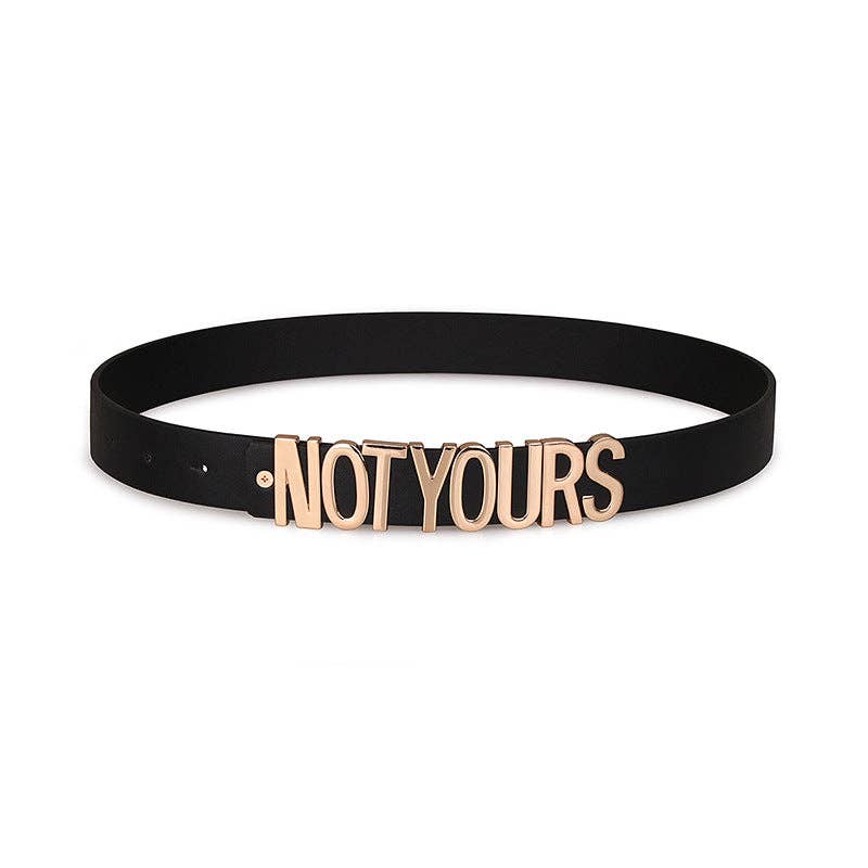 Trendy Black Letter Print Women's Belt Stylish Snap Closure Casual Accessories