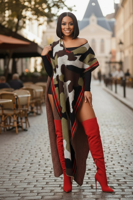 Jai Sweater Camo Poncho