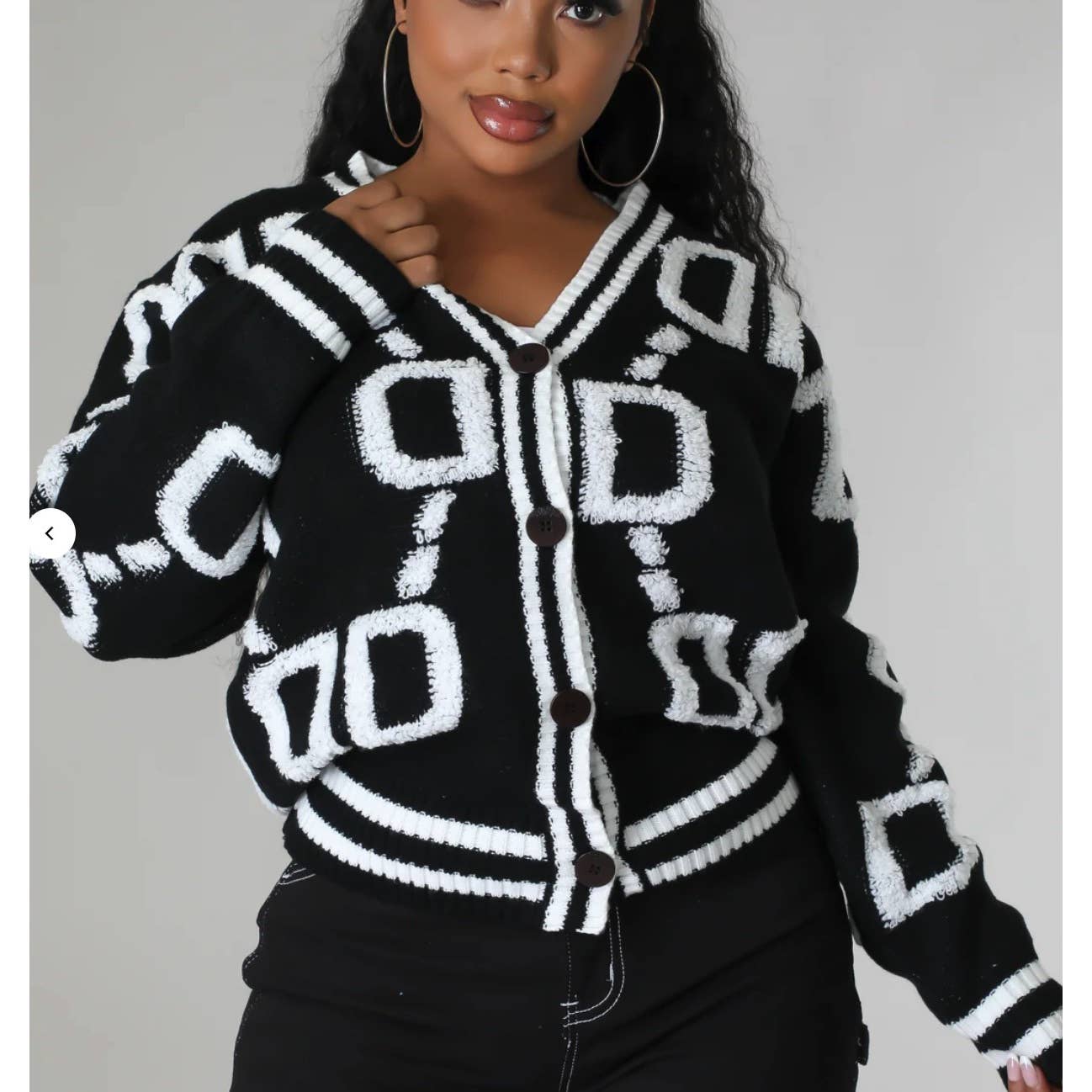 TUFTED LETTERING OVERSIZED CARDIGAN