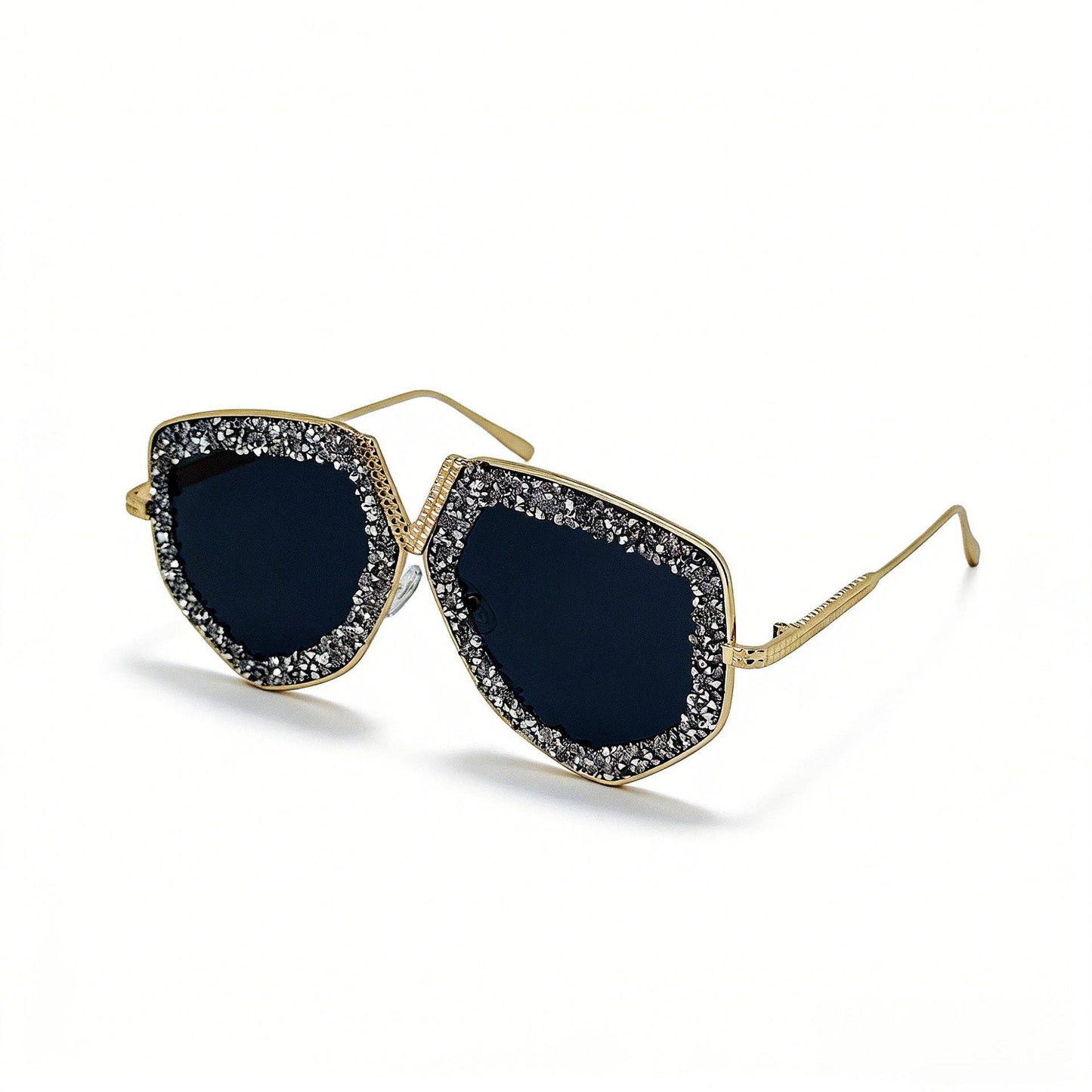 Retro Style Metal Frame Rhinestone Sunglasses for Women