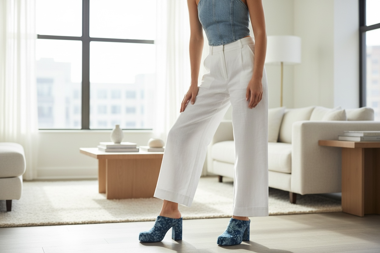 Florea Denim Print Mule