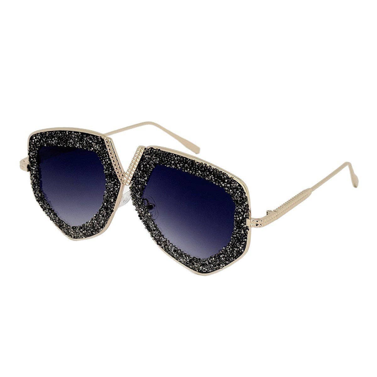Retro Style Metal Frame Rhinestone Sunglasses for Women