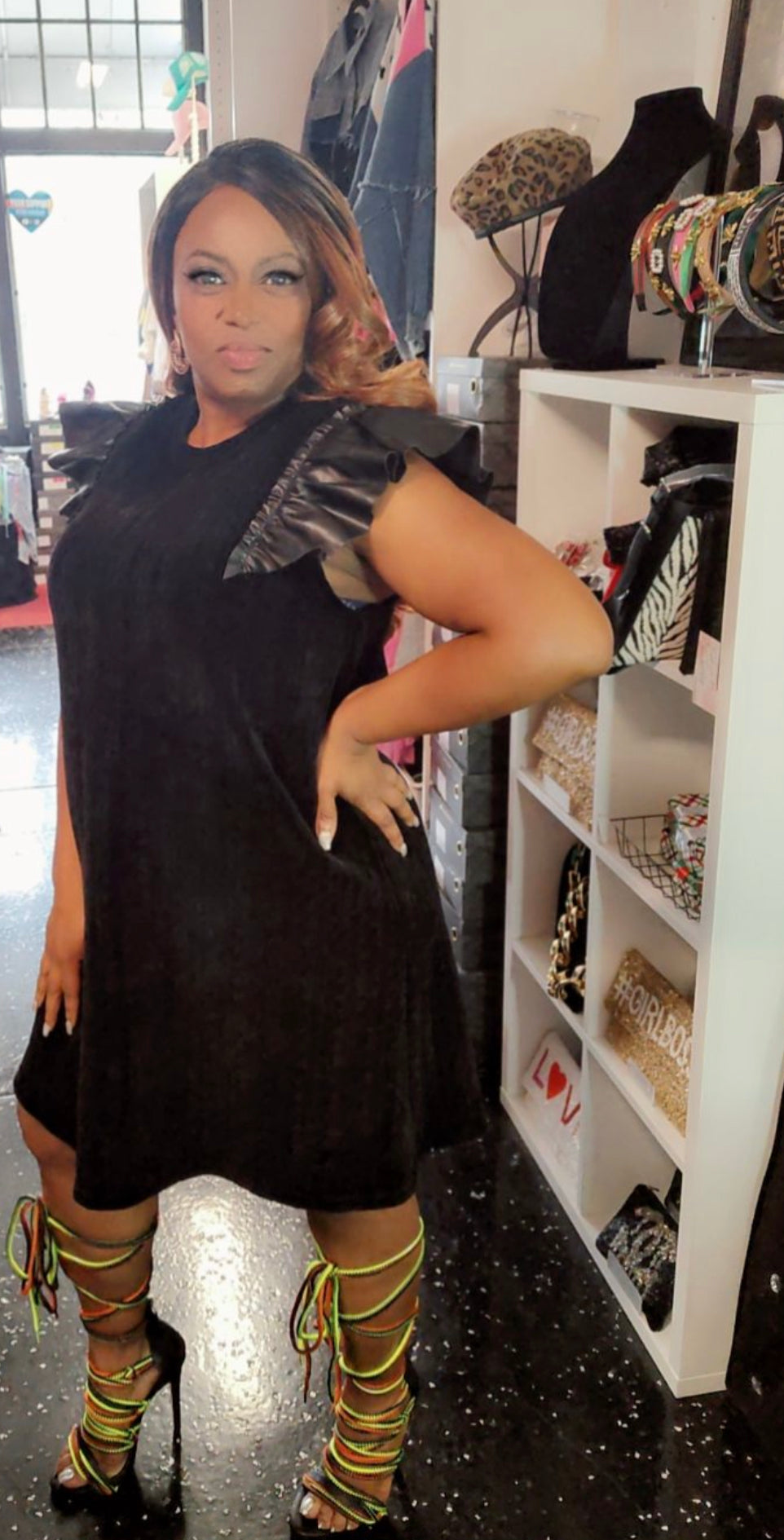 Sweet Love Black Velour Dress