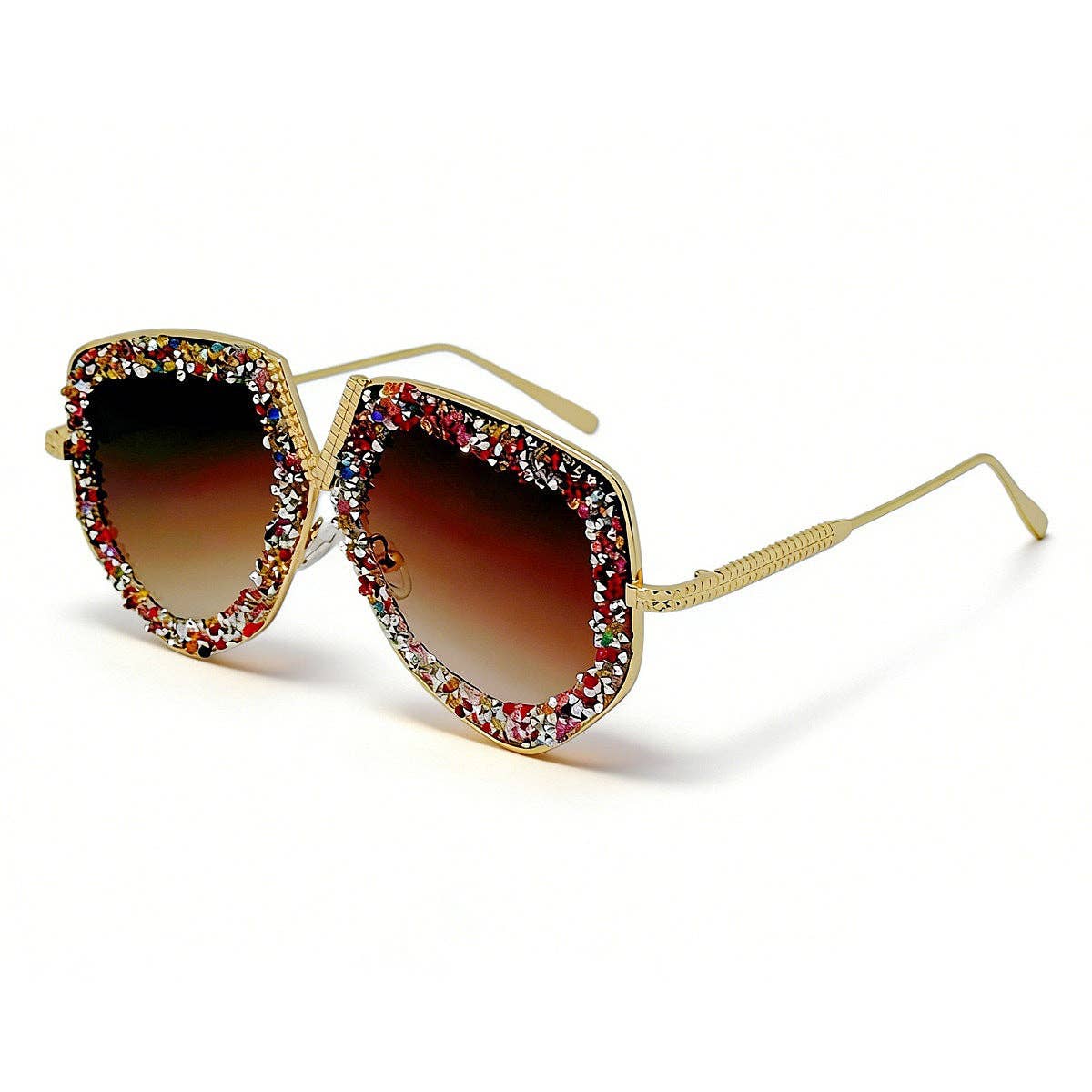 Retro Style Metal Frame Rhinestone Sunglasses for Women