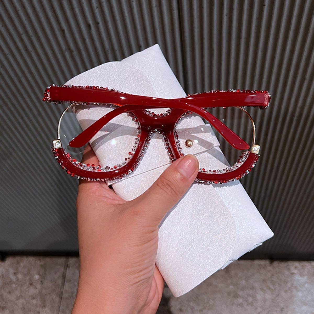 Trendy Half-Rim Cat Eye Glasses with Anti-Blue Light Lenses