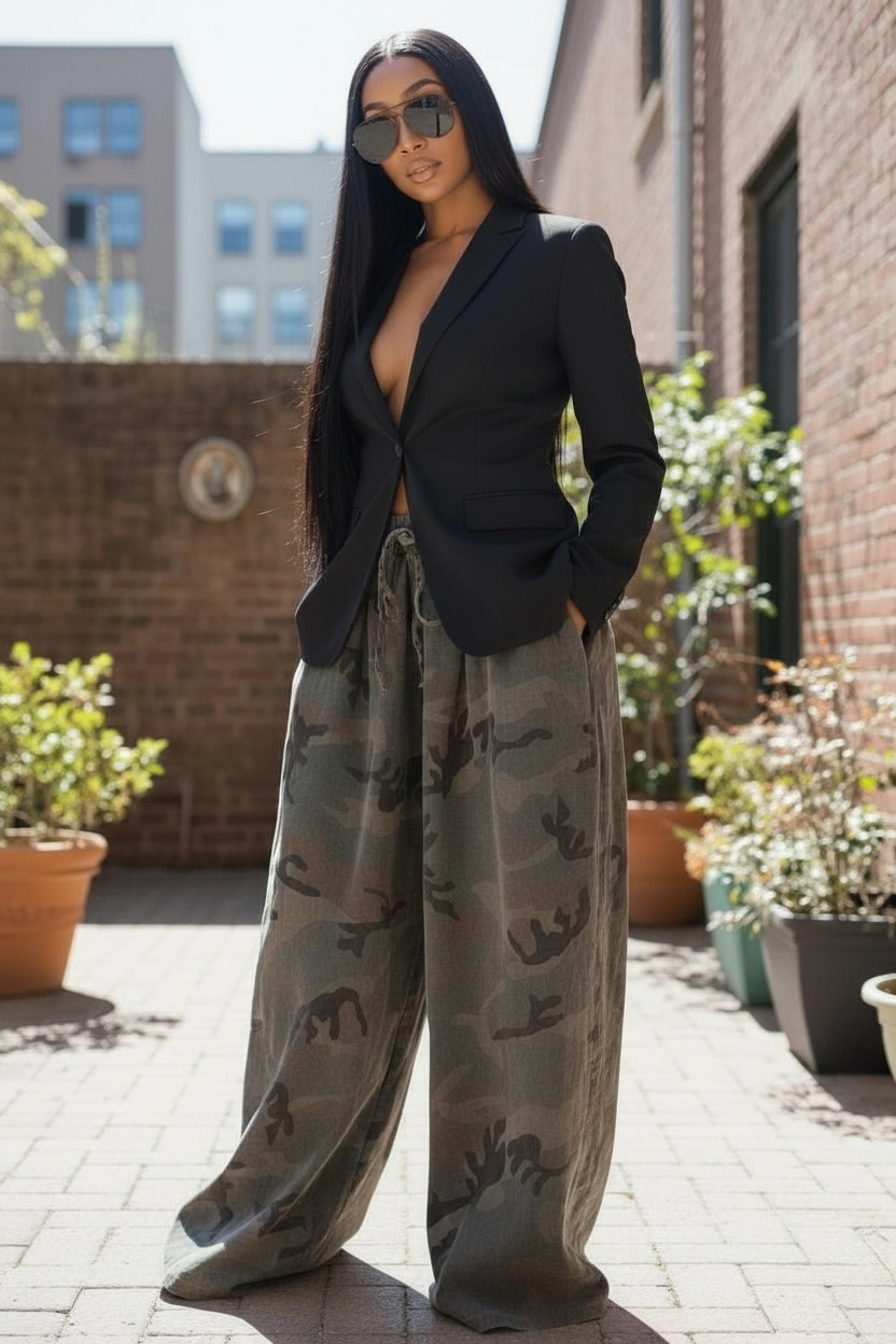 Leah Wide Leg Camo Pants