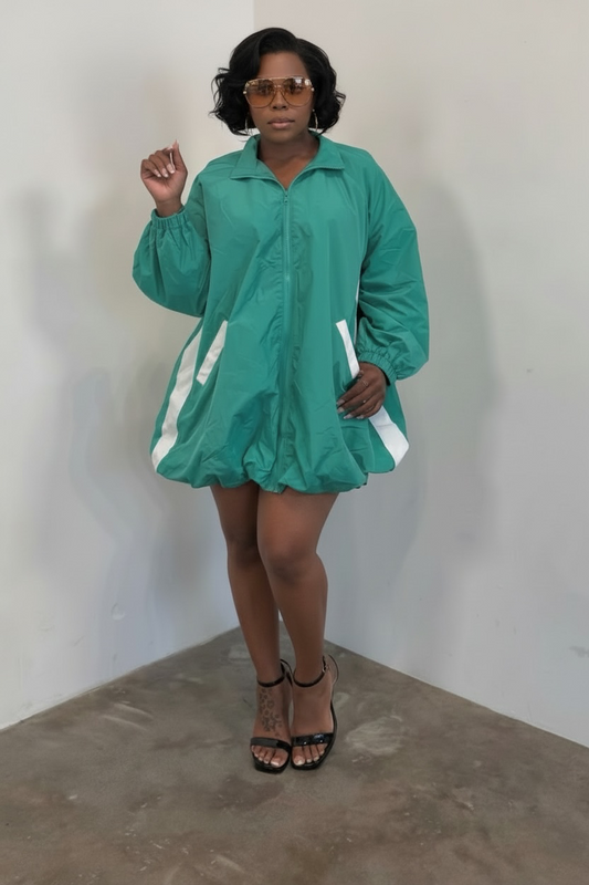 Retro Windbreaker Dress (color green)