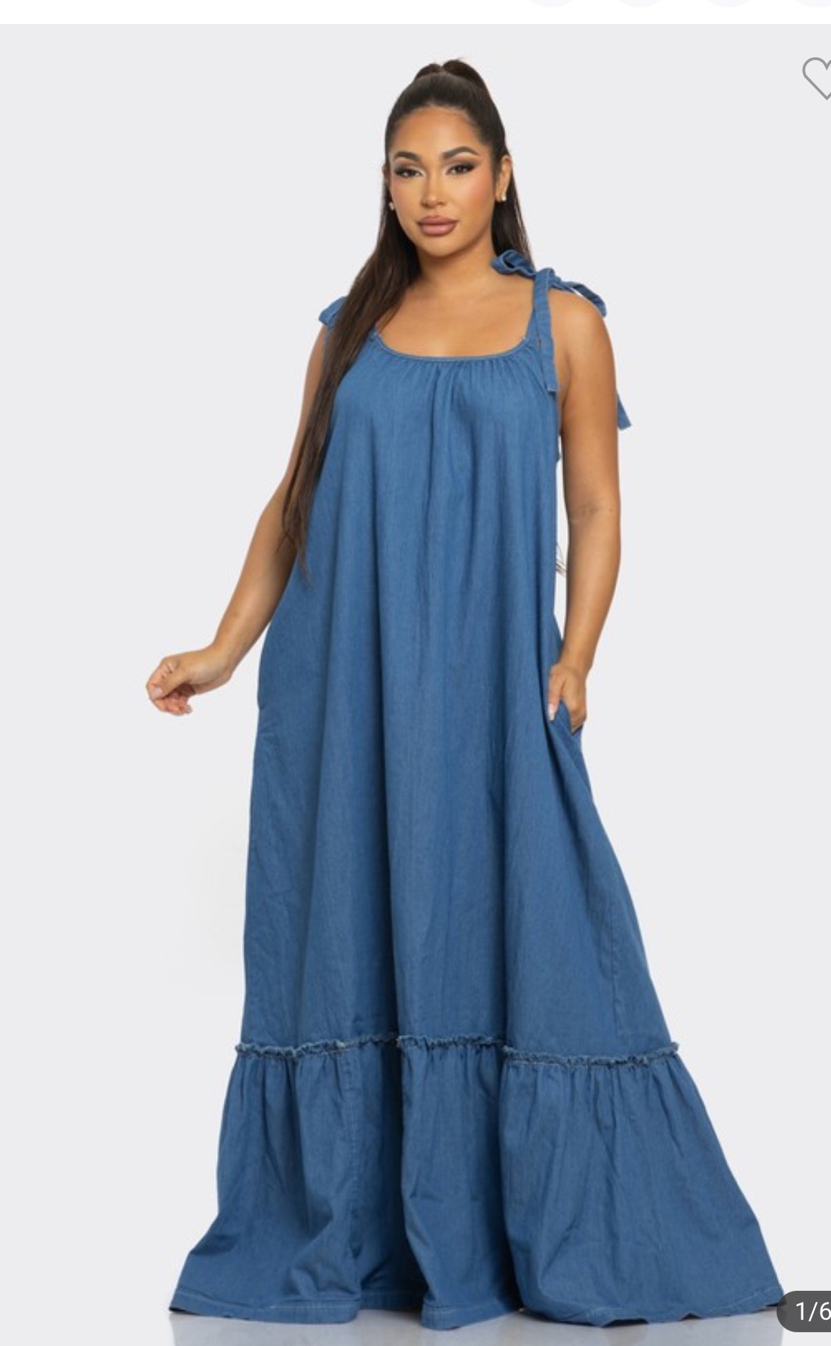 Sheree Denim Maxi Dress Small