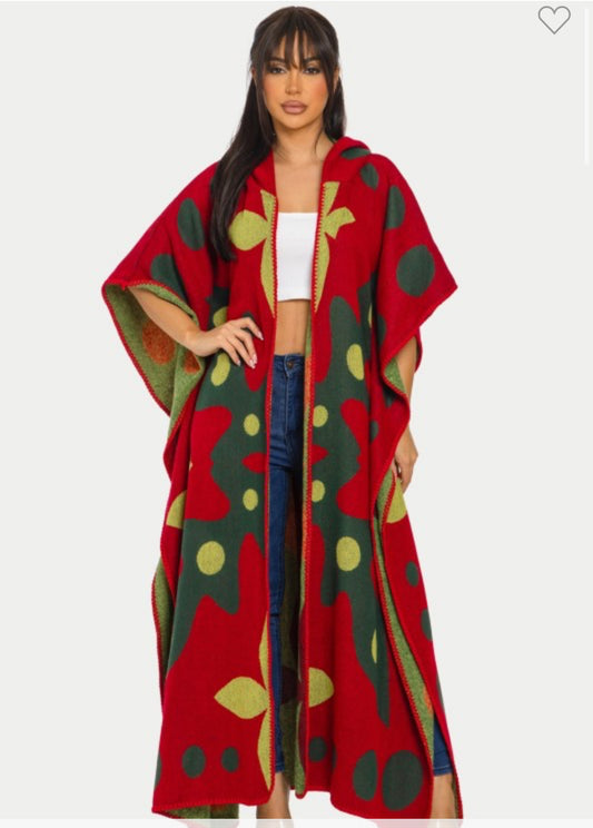 Anastasia Cardigan Poncho (Color Red)