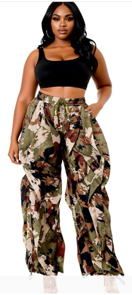 Camo Ruffle Me Down Pants