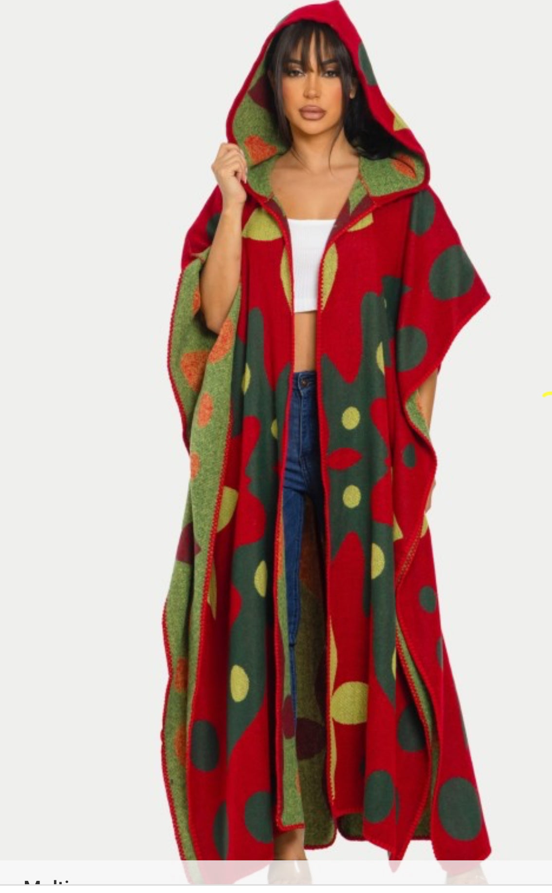 Anastasia Cardigan Poncho (Color Red)
