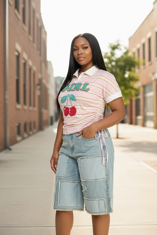 Sweet Girl Cherry On Top Casual Shirt