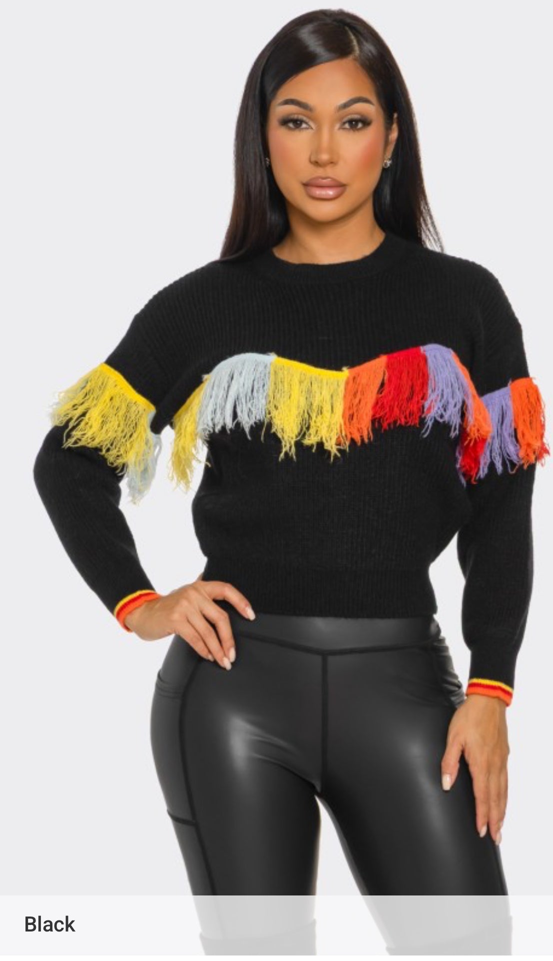 Shades Of Color  Fringe Sweater