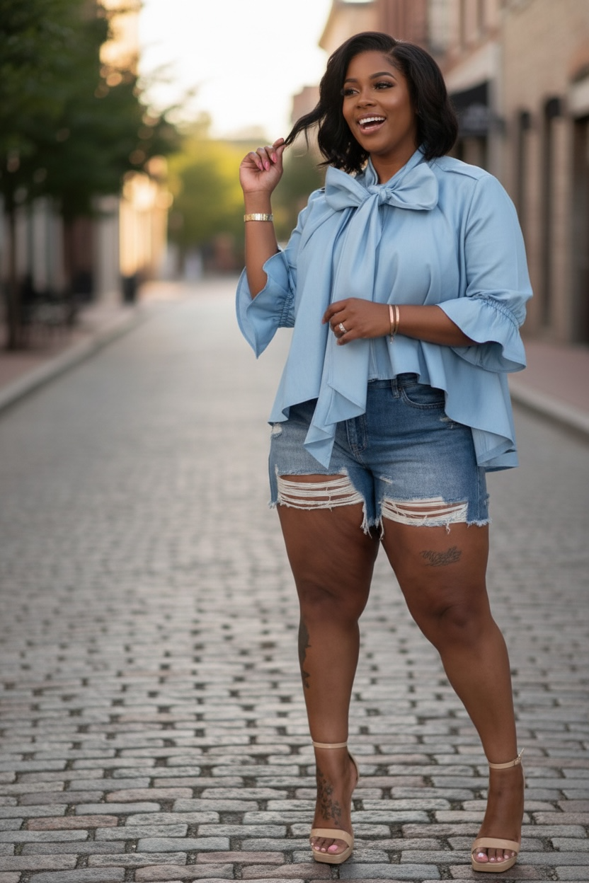 The Statement Bow Denim Top