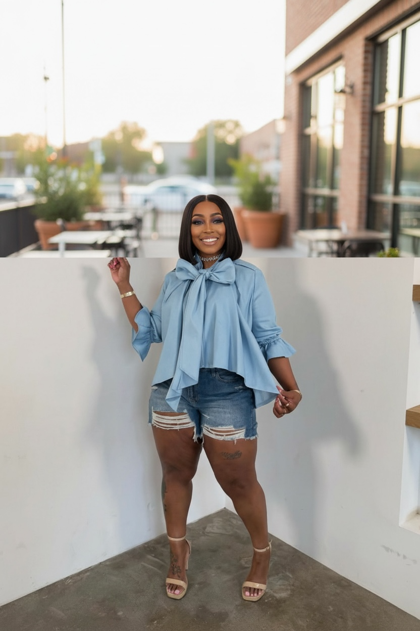 The Statement Bow Denim Top