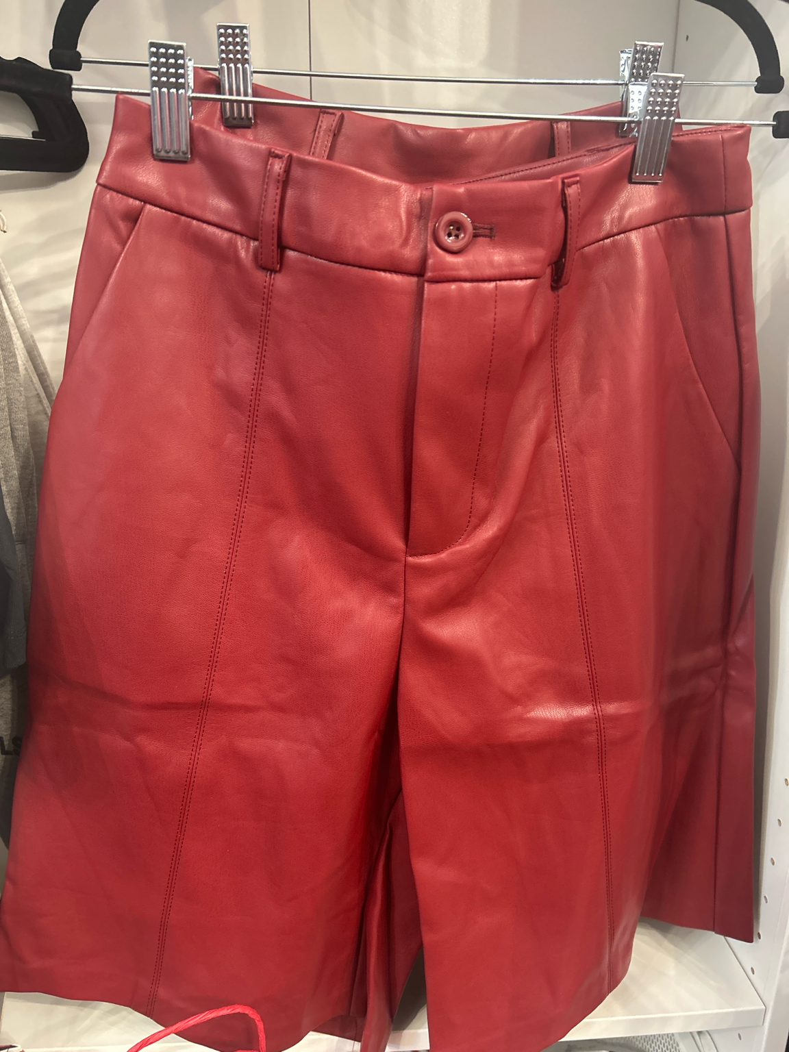 Drew Leather Burgundy Shorts