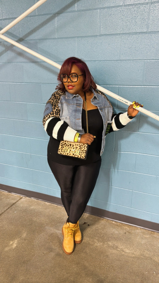 Cheetah Print Denim Jacket