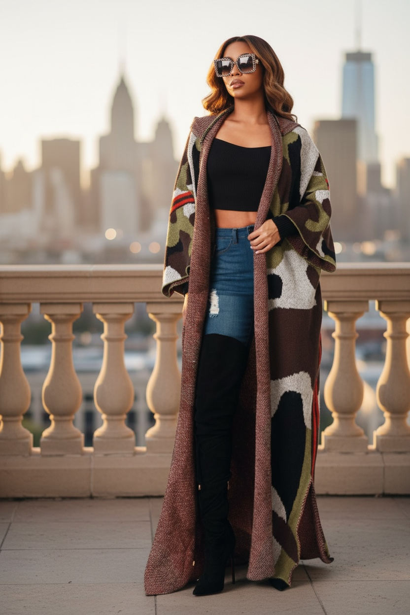 Jai Sweater Camo Kimono