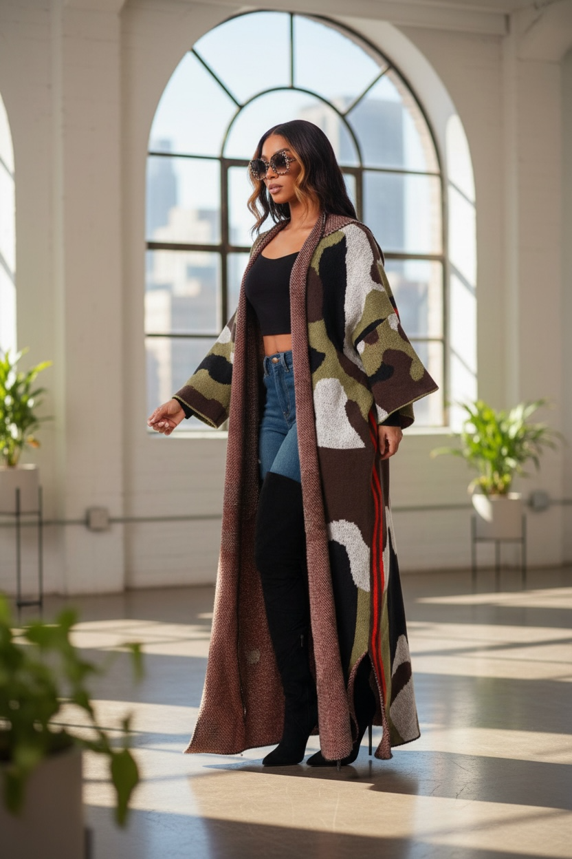 Jai Sweater Camo Kimono