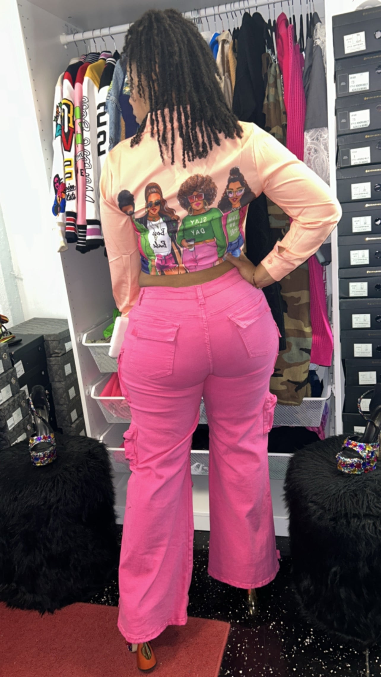 Curve It Up Pink Cargo Pants