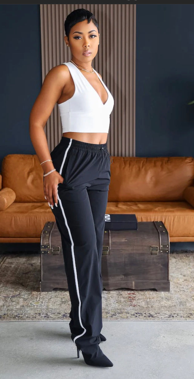 It Girl Track Pants Boot In Black