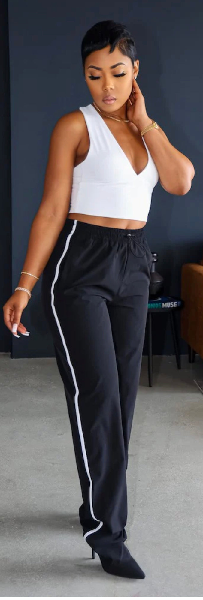 It Girl Track Pants Boot In Black