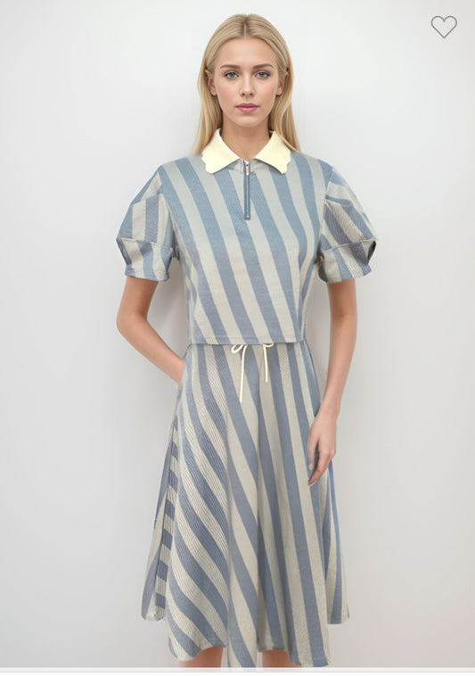 Lauren Blue Stripe Skirt Set