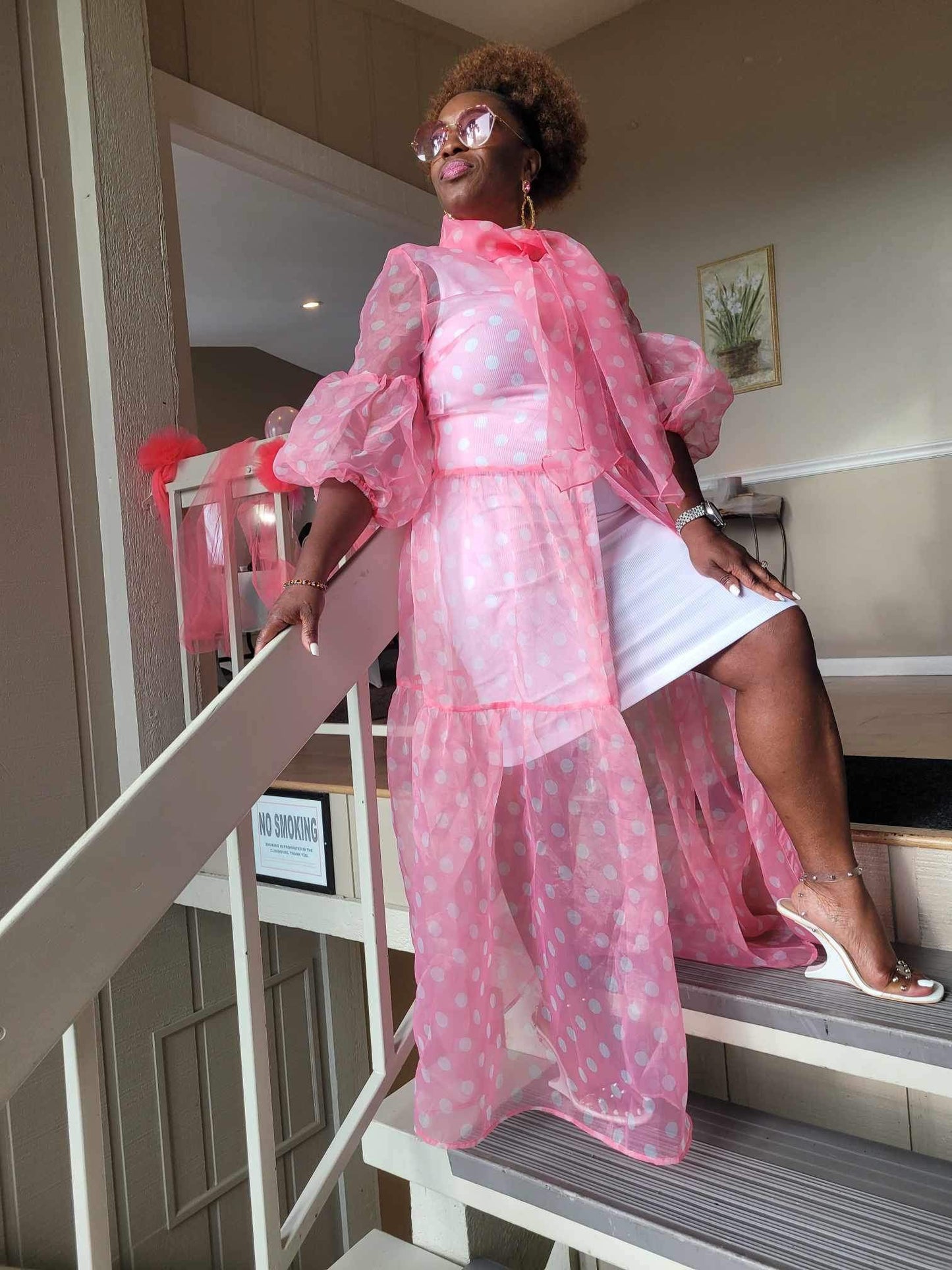 Pretty Women Sheer Pok A Dot Dress