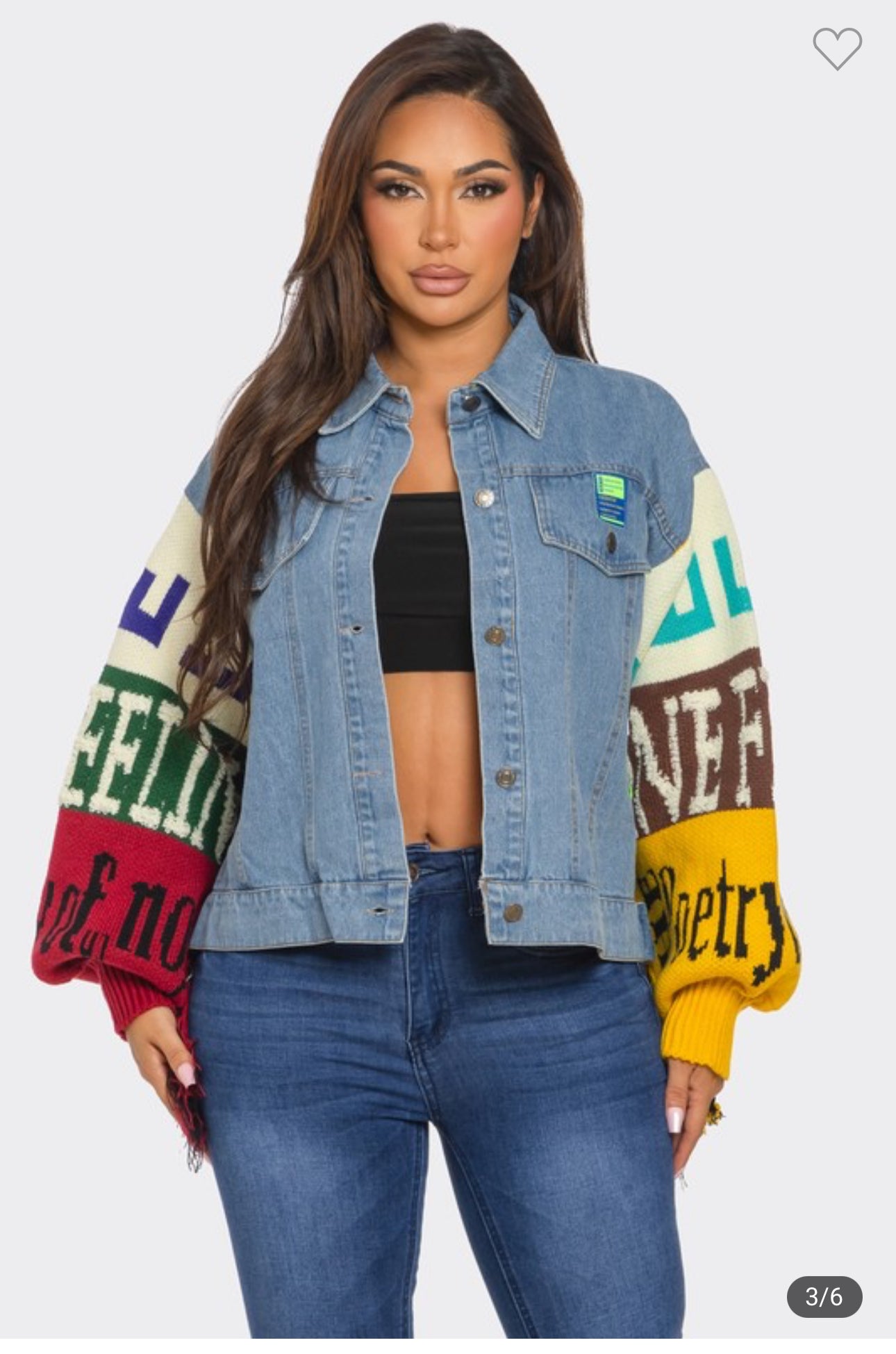 Keisha Knit Fringe Denim Jacket