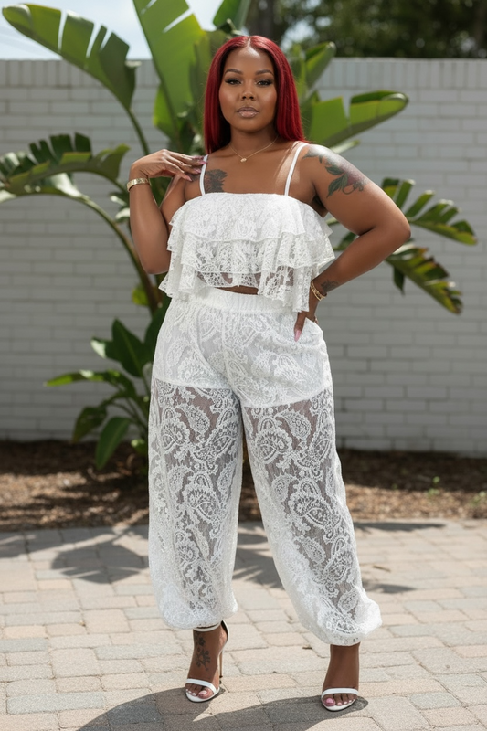 Soft Girl Lace Pants Set