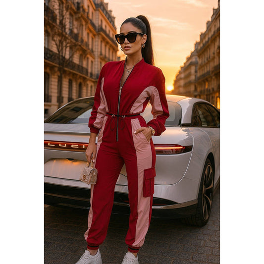 TOGGLE DRAWSTRING JUMPSUIT