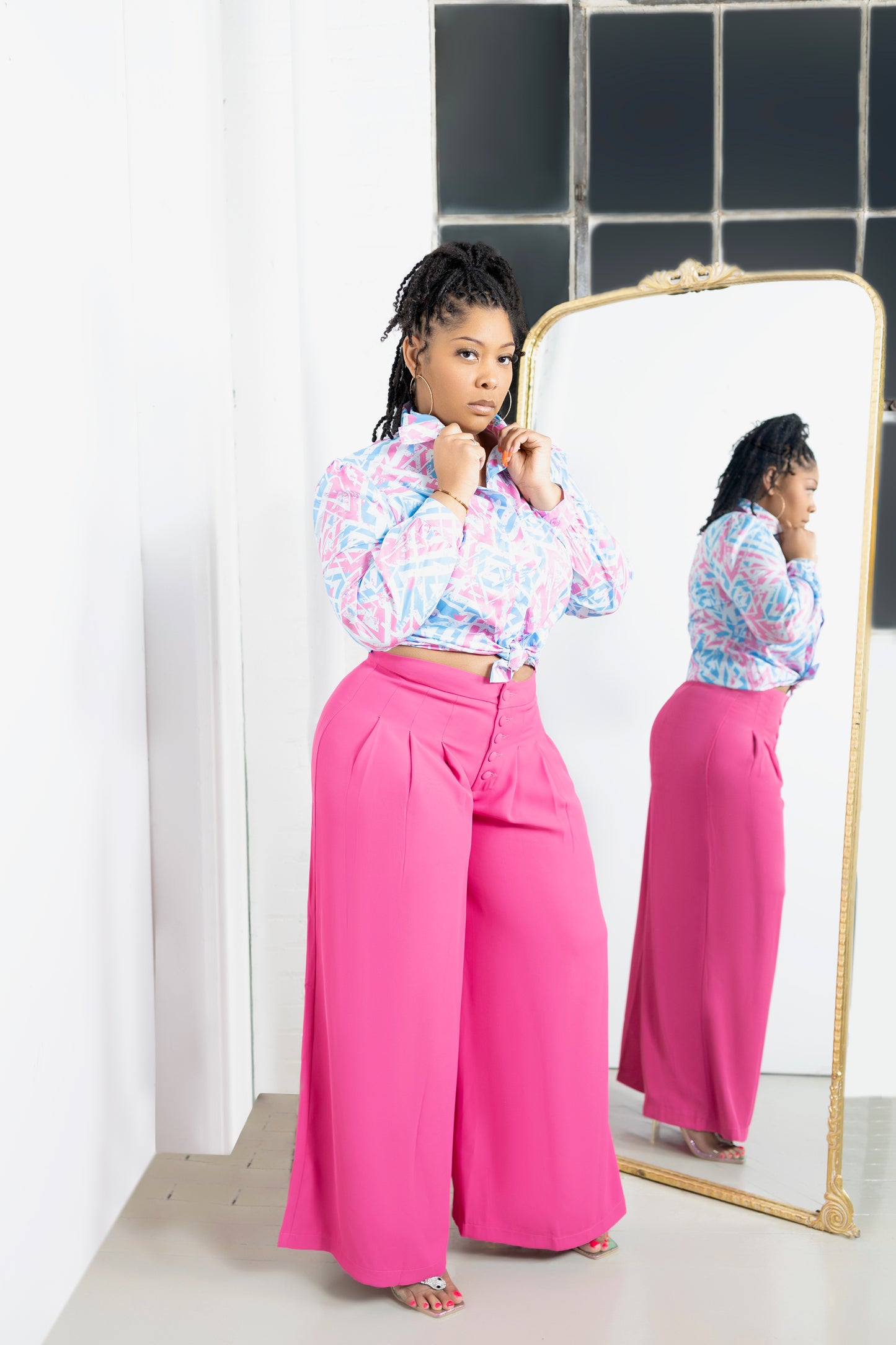 Fuchsia Curve It Up Wide Leg Pants