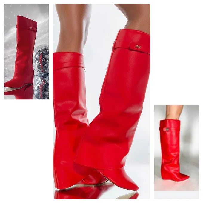 Stuck On You Wedge Boot In Red