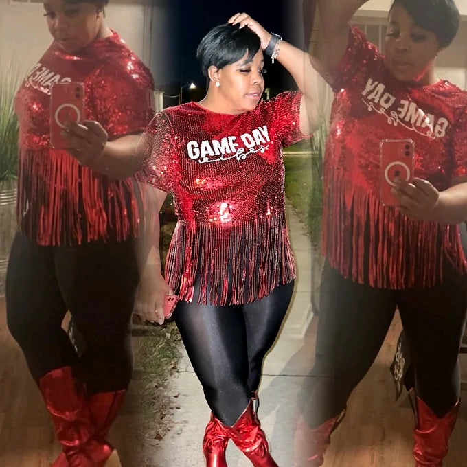 Sequins Shirt  "Game Day" | Red