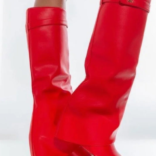 Stuck On You Wedge Boot In Red