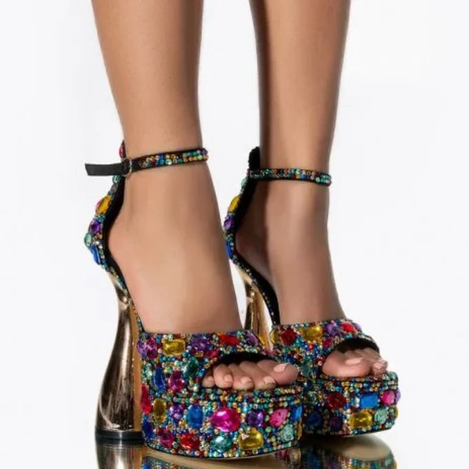 Chunky Bedazzled Sandal | Multi color