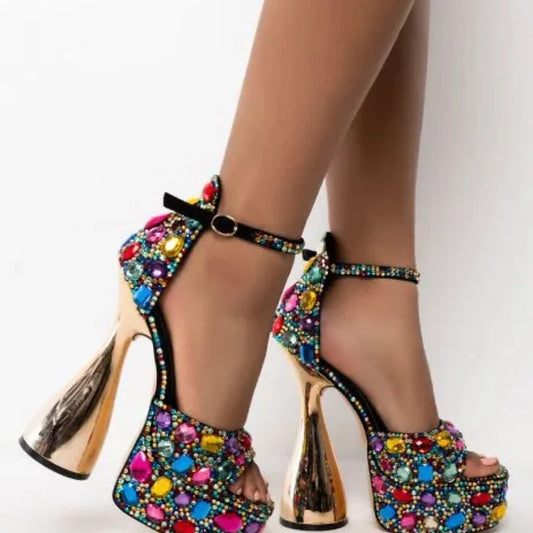 Chunky Bedazzled Sandal | Multi color