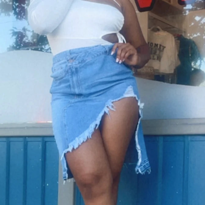 Rip It With Class Denim Skirt