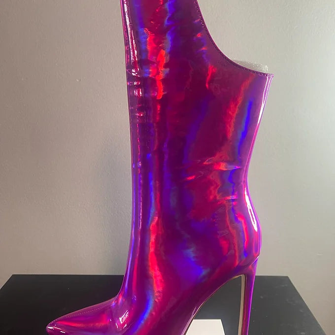 Holographic Stiletto Boot ⎮Pink