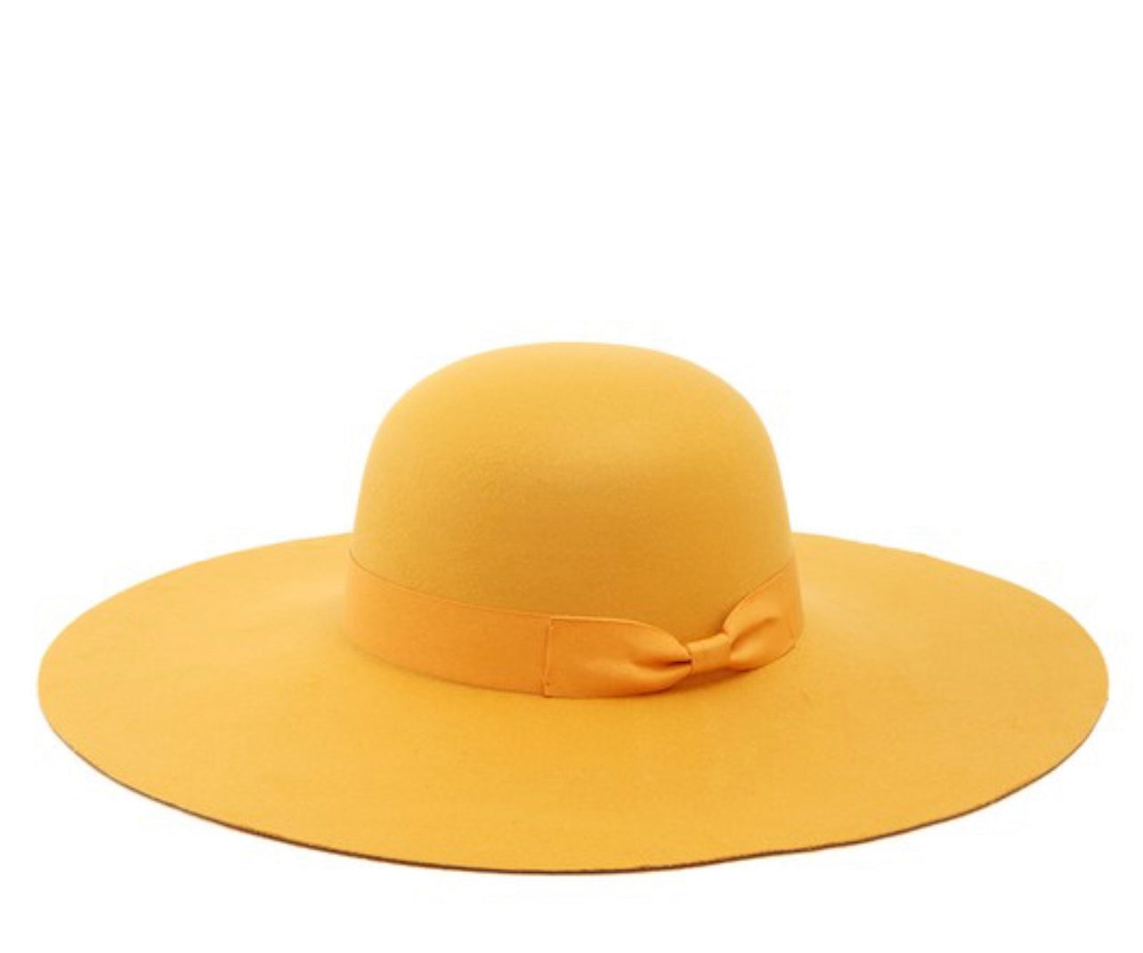 Round Top Floppy Hat In Mustard Color