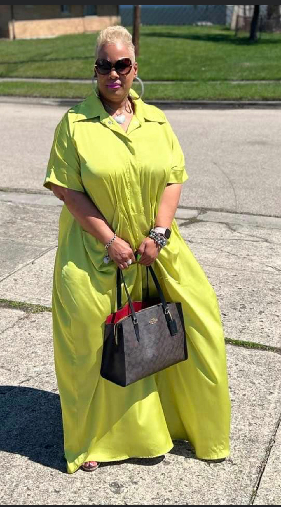 She's Rich Oversized satin Jumpsuit In Green