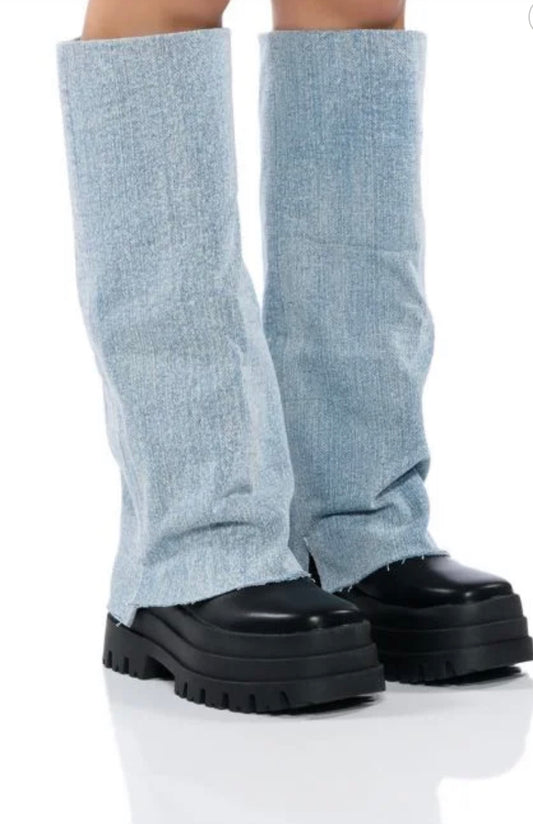 Shuri  Fold Over Boot In Denim (pre-order, will arrive April 1st)